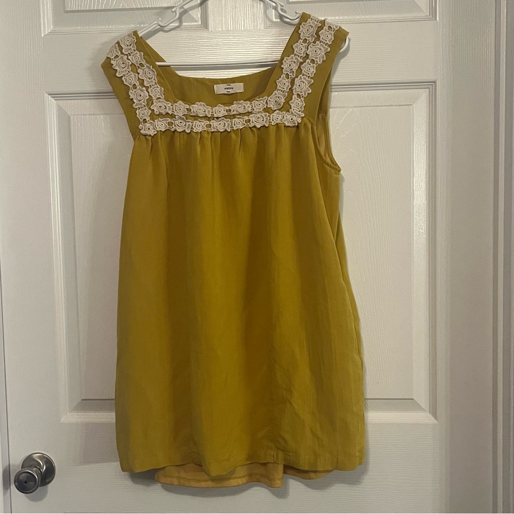 Entro Mustard Yellow Top with Ivory Lace Accents